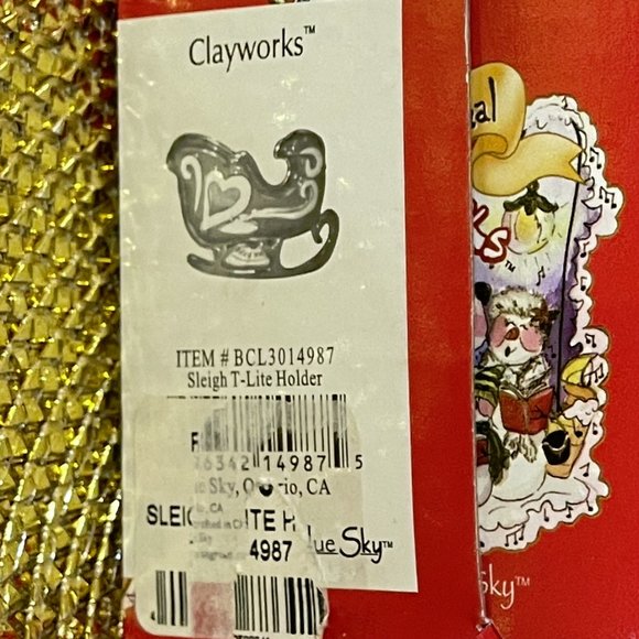 Perfect For Holiday Giving!! #2 RARE Vintage Blue Sky - Clayworks T-Lite Holder - Picture 2 of 4